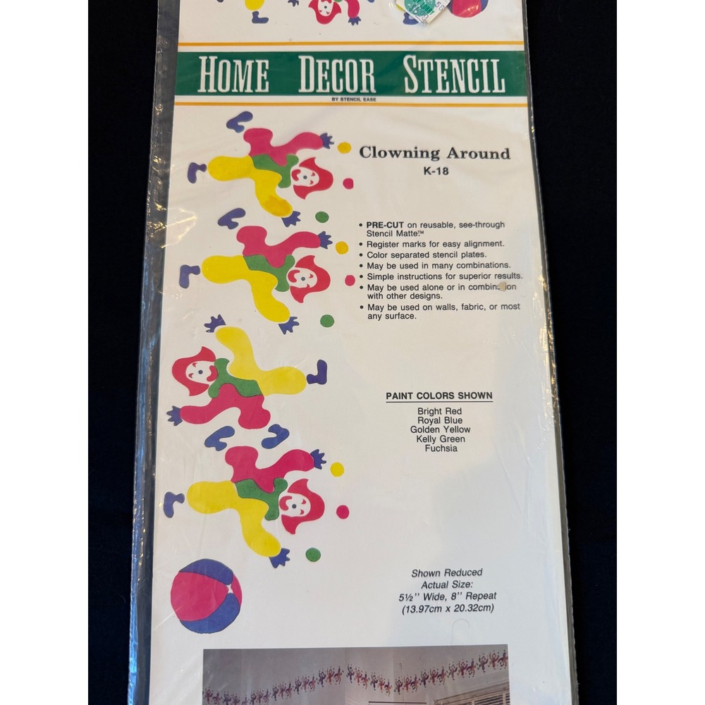 Stencil‎ Ease Clowning Around K-18 Home Decor Stencil Reusable Circus Border NEW